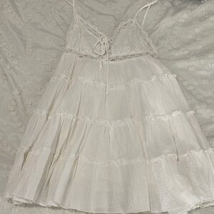 altard state White Tiered Lace Babydoll Dress